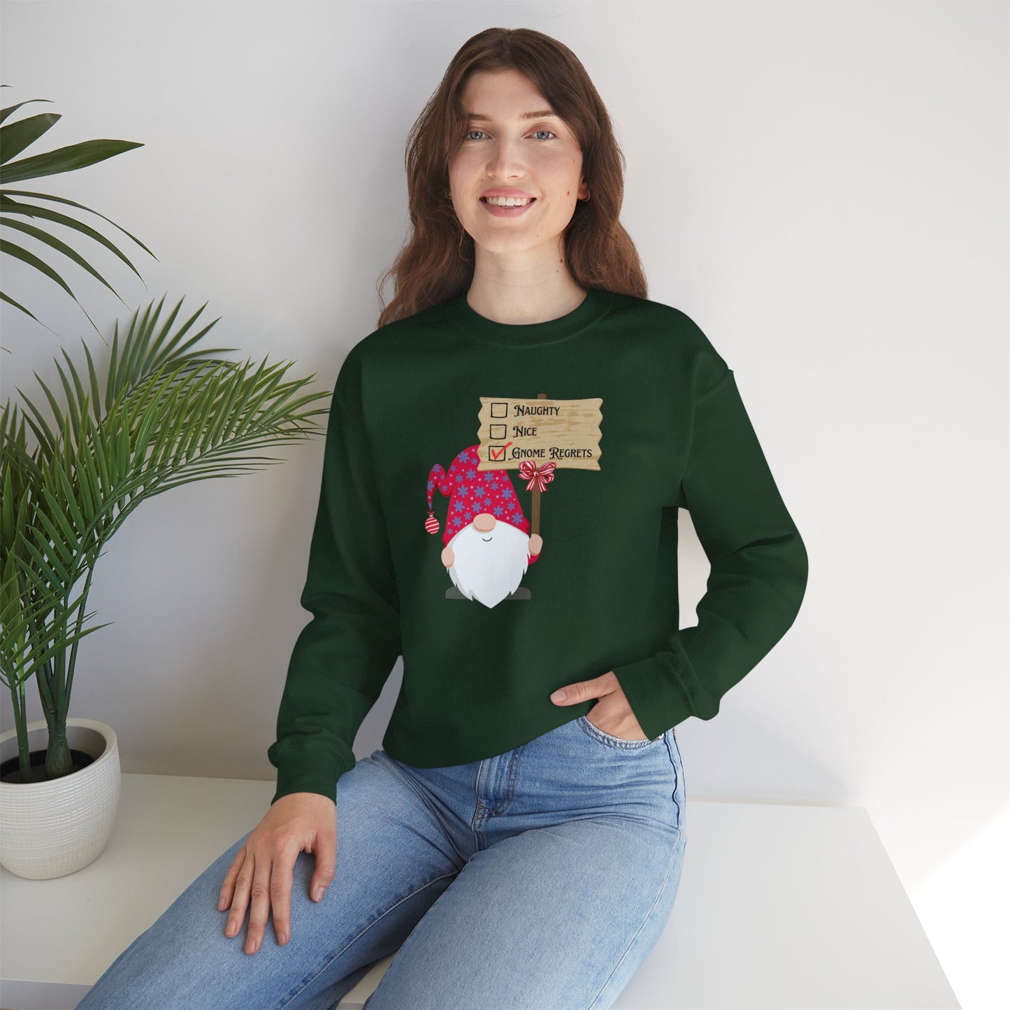 Naughty, Nice, Gnome Regrets Crewneck Sweatshirt