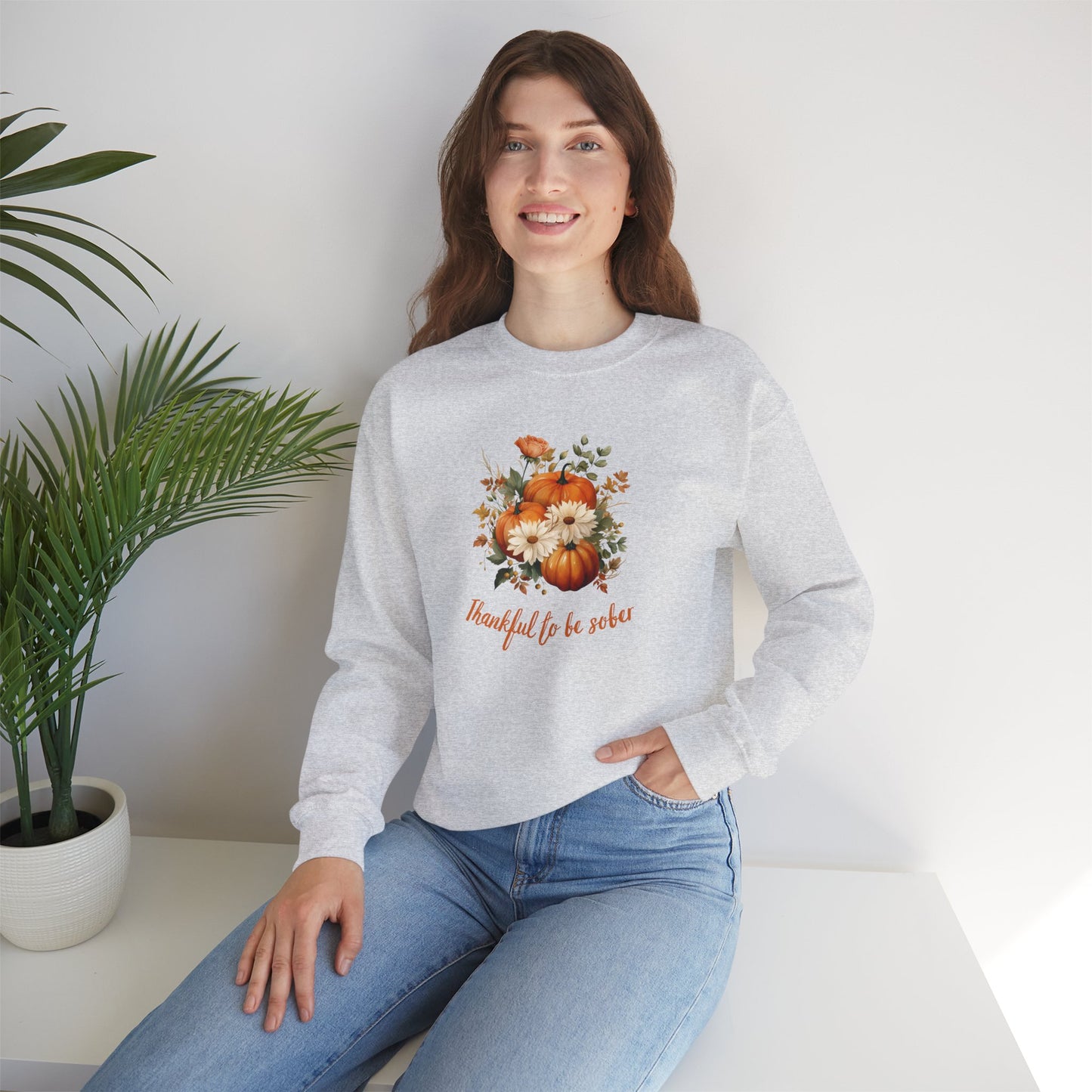 Thankful To Be Sober Crewneck Sweatshirt