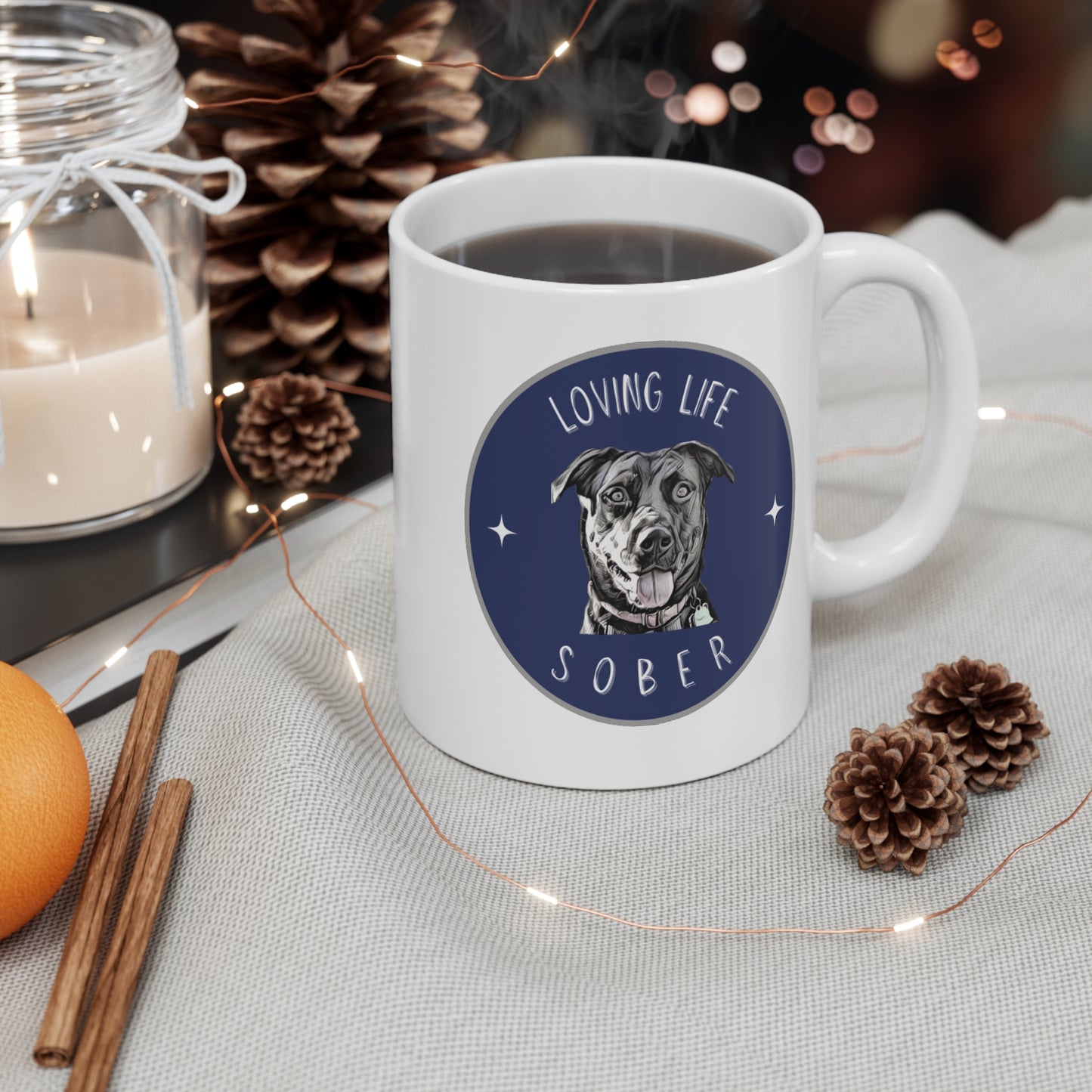 Loving Life Sober branded 11oz Coffee Mug