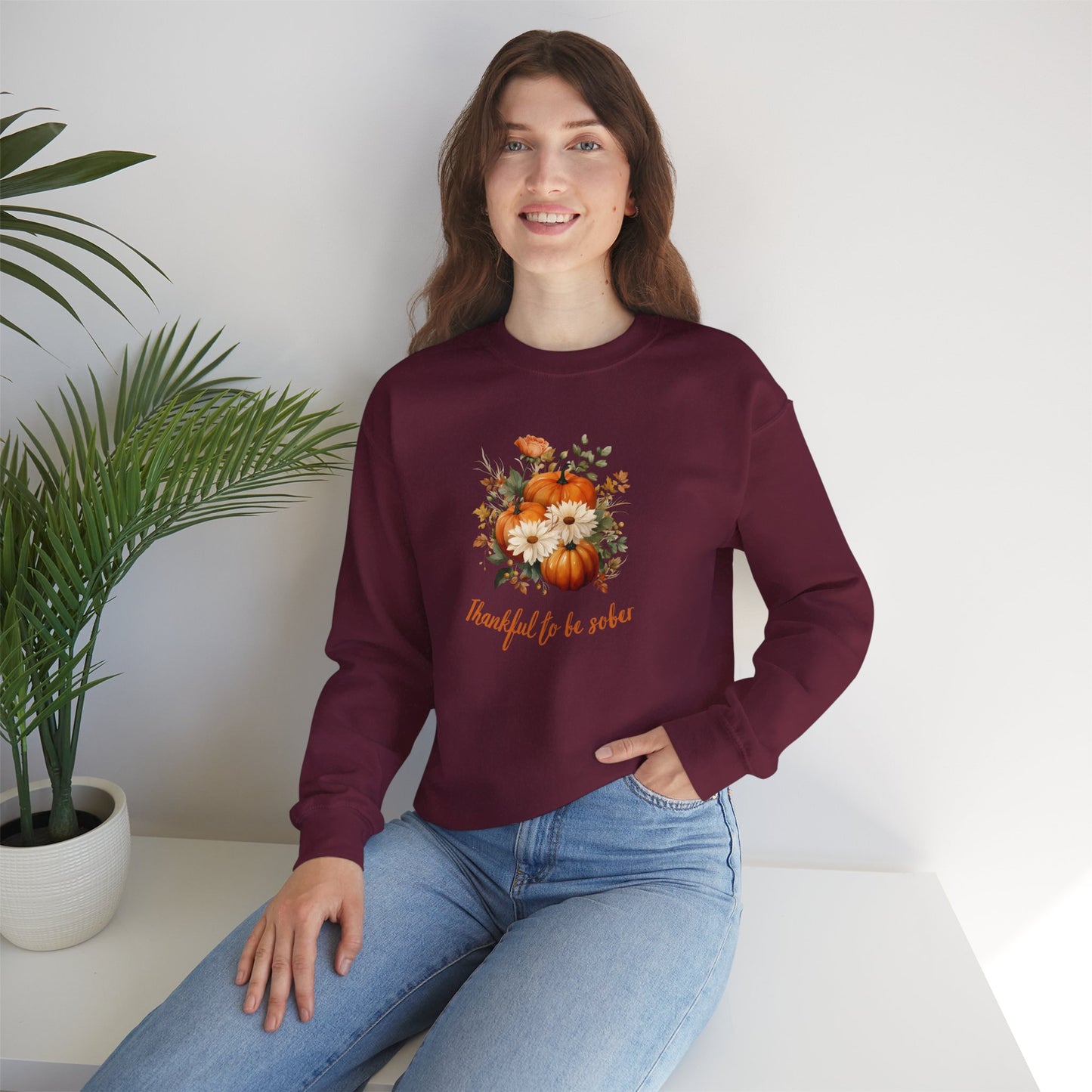 Thankful To Be Sober Crewneck Sweatshirt